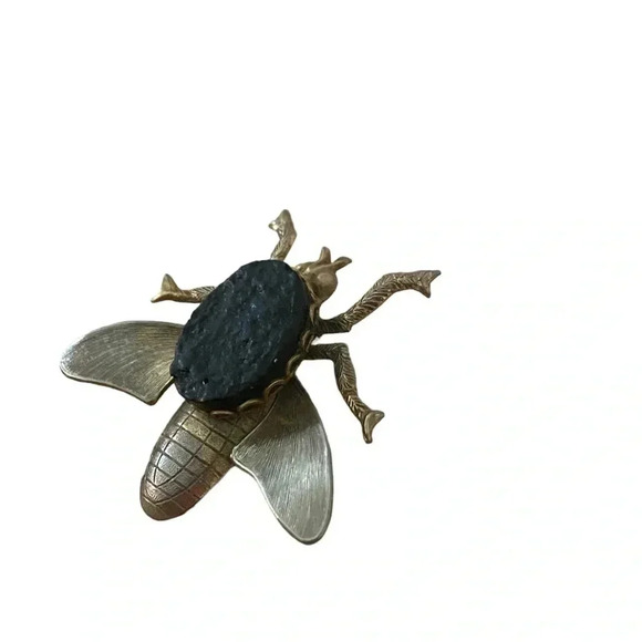 Vintage Metal Light Bronze Bumble Bee Pin Brooch - Picture 2 of 8